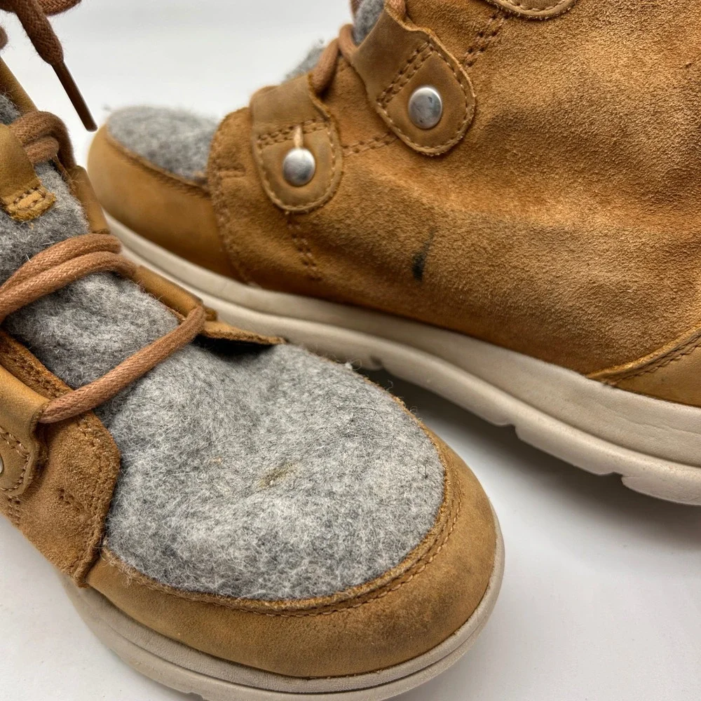 Sorel Explorer Joan Womens 6.5 Waterproof Suede Felt Ankle Boots Brown